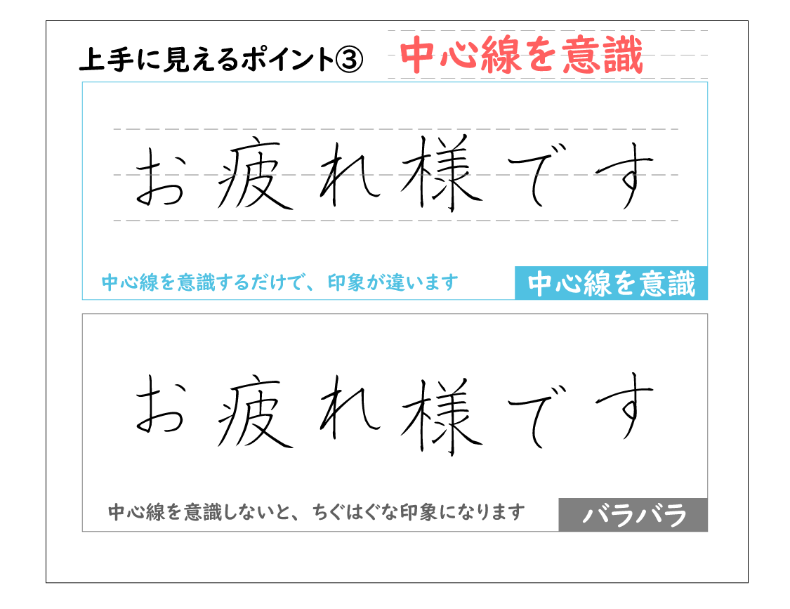 ペン字のコツ③中心線